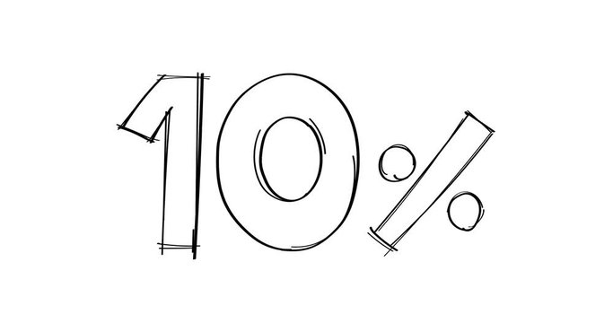 10 percent hand-drawn doodle line animated.