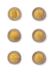 Coins Isolated on White Background, Egyptian Pounds, Memorial Editions, Sphinx, New Alamin, New Capital
