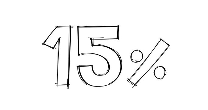 15 percent hand-drawn doodle line animated.