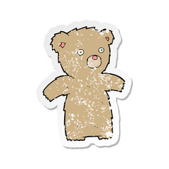 retro distressed sticker of a cartoon teddy bear
