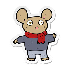 Obraz na płótnie Canvas sticker of a cartoon mouse in clothes