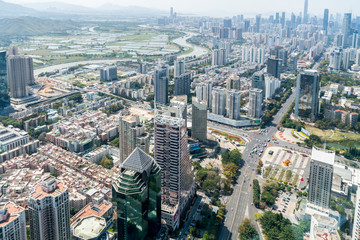 Fototapeta na wymiar A bird's eye view of Shenzhen, China..