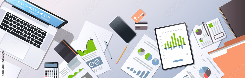 Poster business analyzing planning documents graphs charts consulting research development project manageme