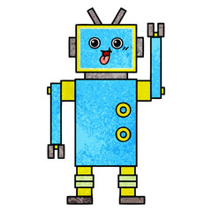 retro grunge texture cartoon robot