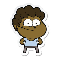 sticker of a cartoon happy man