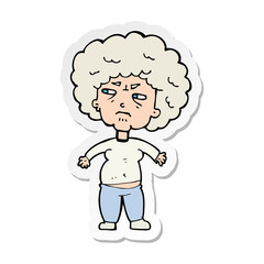 sticker of a cartoon annoyed old woman