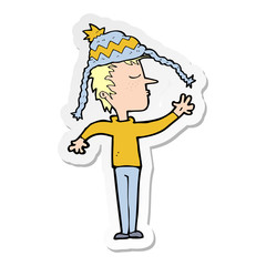 sticker of a cartoon boy in hat