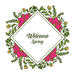 Vector illustration floral frame design white background for greeting card welcome hand drawn