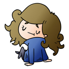 gradient cartoon of a cute kawaii girl