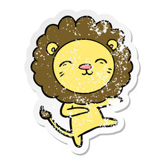 distressed sticker of a cartoon lion