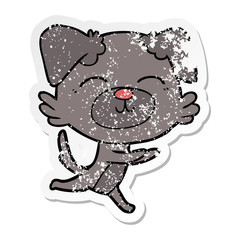 distressed sticker of a cartoon dog