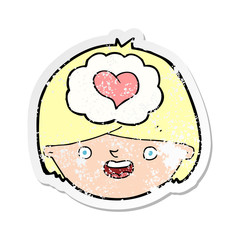 retro distressed sticker of a cartoon man in love