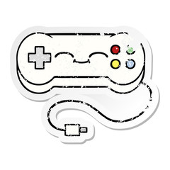 distressed sticker of a cute cartoon game controller