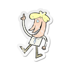 retro distressed sticker of a cartoon man with idea