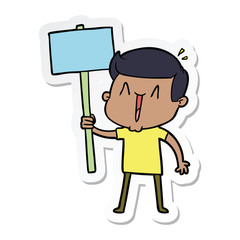 sticker of a cartoon excited man