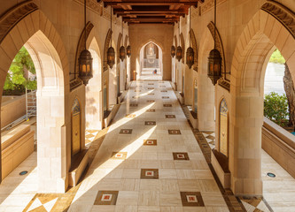 Arched passageway at the Sultan Qaboos Grand Mosque, Oman