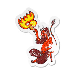 retro distressed sticker of a cartoon traditional devil