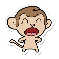 sticker of a shouting cartoon monkey