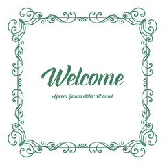 Vector illustration leaf flower frame decor for welcome letter hand drawn