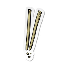 sticker of a cartoon chopsticks