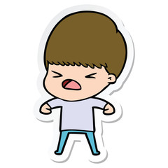 sticker of a cartoon stressed man