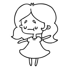 line drawing of a cute kawaii girl