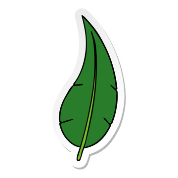 sticker cartoon doodle of a green long leaf