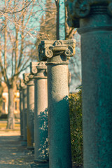 row of granite columns