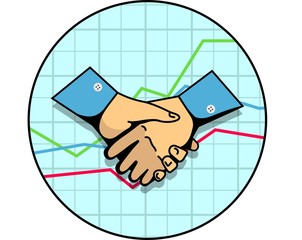 Business composition; editable handshake vector art.