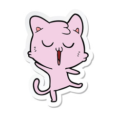 sticker of a cartoon cat singing