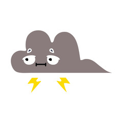 flat color retro cartoon storm cloud