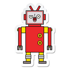 sticker of a cute cartoon angry robot