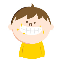 手書き風のイラスト。歯並びがキレイな男の子。