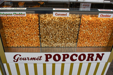 Different Flavors of Popcorn for Sale at the San Diego County Fair, California, USA