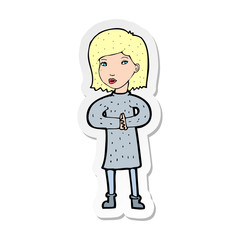 sticker of a cartoon calm woman