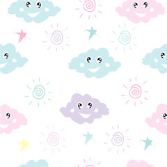 Fototapeta na wymiar cute seamless pattern clouds illustration vector