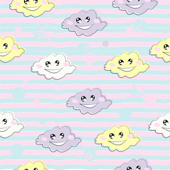 Fototapeta premium cute seamless pattern clouds illustration vector