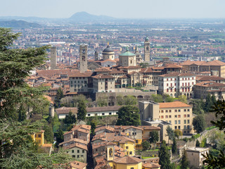 Fototapeta premium Bergamo. One of the beautiful city in Italy. Landscape at the old town from Saint Vigilio hill