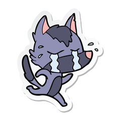 sticker of a cartoon crying wolf