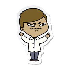 sticker of a cartoon angry man