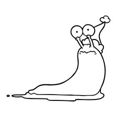 line drawing of a slug wearing santa hat
