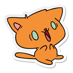 sticker cartoon of cute kawaii cat