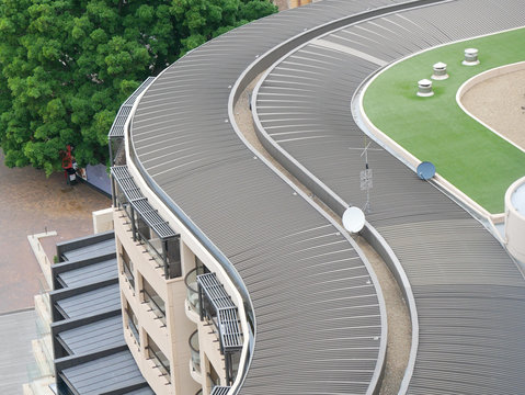 Curved Roof Top With Grass In Sydney