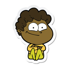 sticker of a cartoon happy man