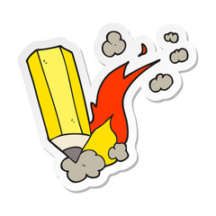sticker of a cartoon scribbling pencil