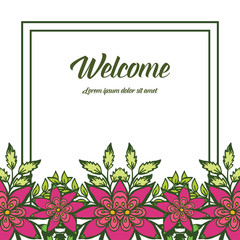 Vector illustration a crowd of flower frames very blooms with greeting card welcome hand drawn