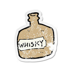 retro distressed sticker of a cartoon whisky jar