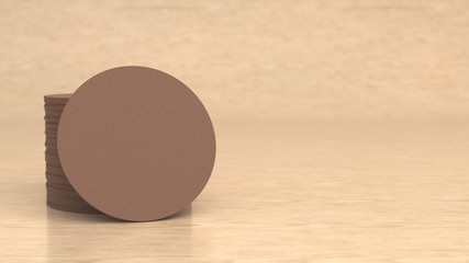 Mockup of blank cardboard round beer coasters