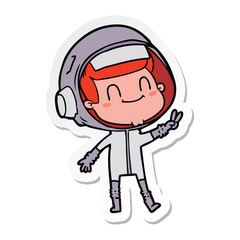 Obraz premium sticker of a happy cartoon astronaut