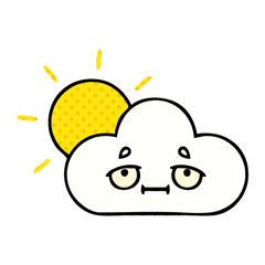 comic book style cartoon sunshine and cloud